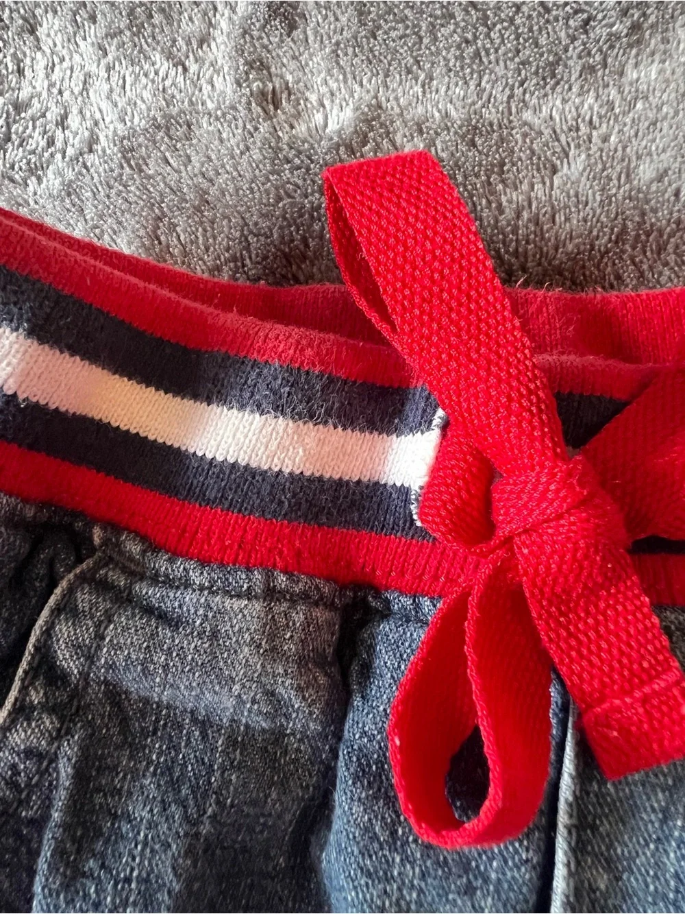 Vintage Y2K OshKosh 4T Denim Tiered Ruffle Skirt Red Star Stripe Waist Girls